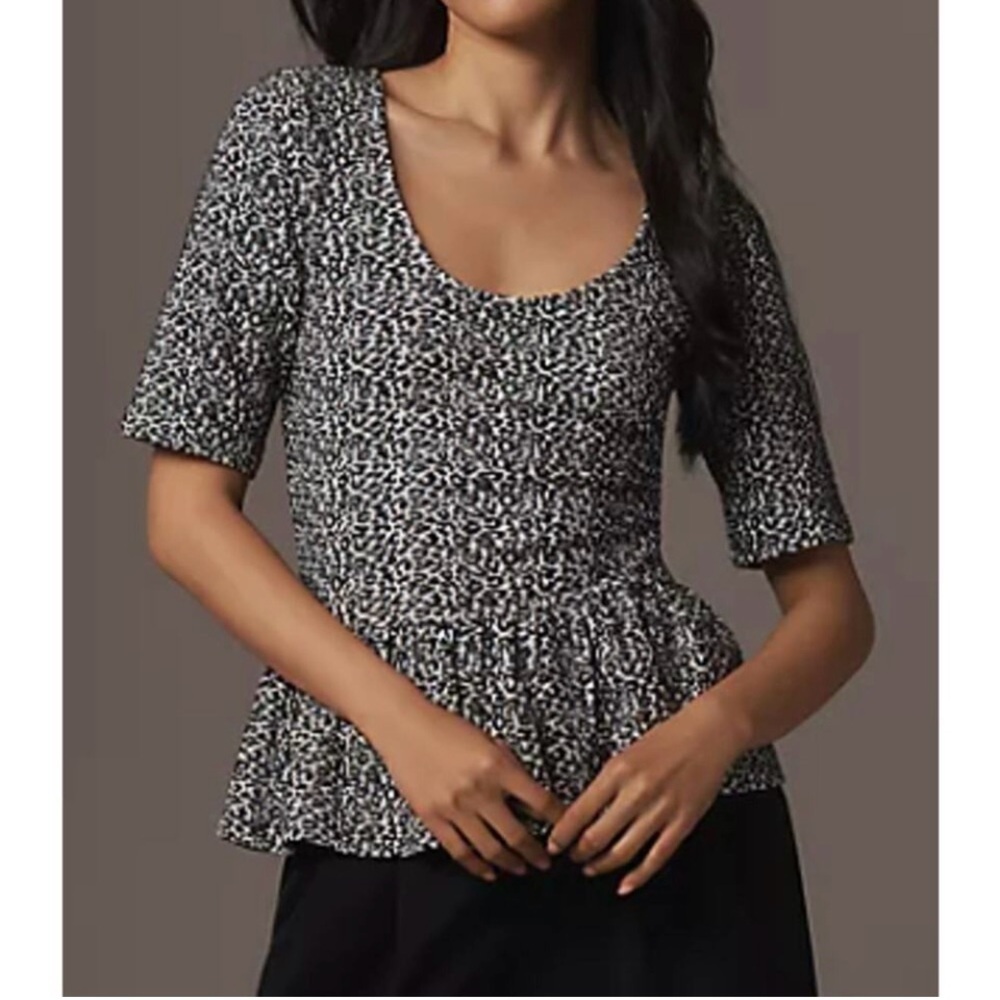 Maeve Black and White Patterned Blouse